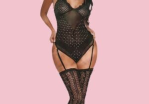 BODY TUL CON BRILLOS Y PORTA LIGAS