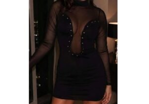VESTIDO ESCOTE  PRONUNCIADO CON STRAS